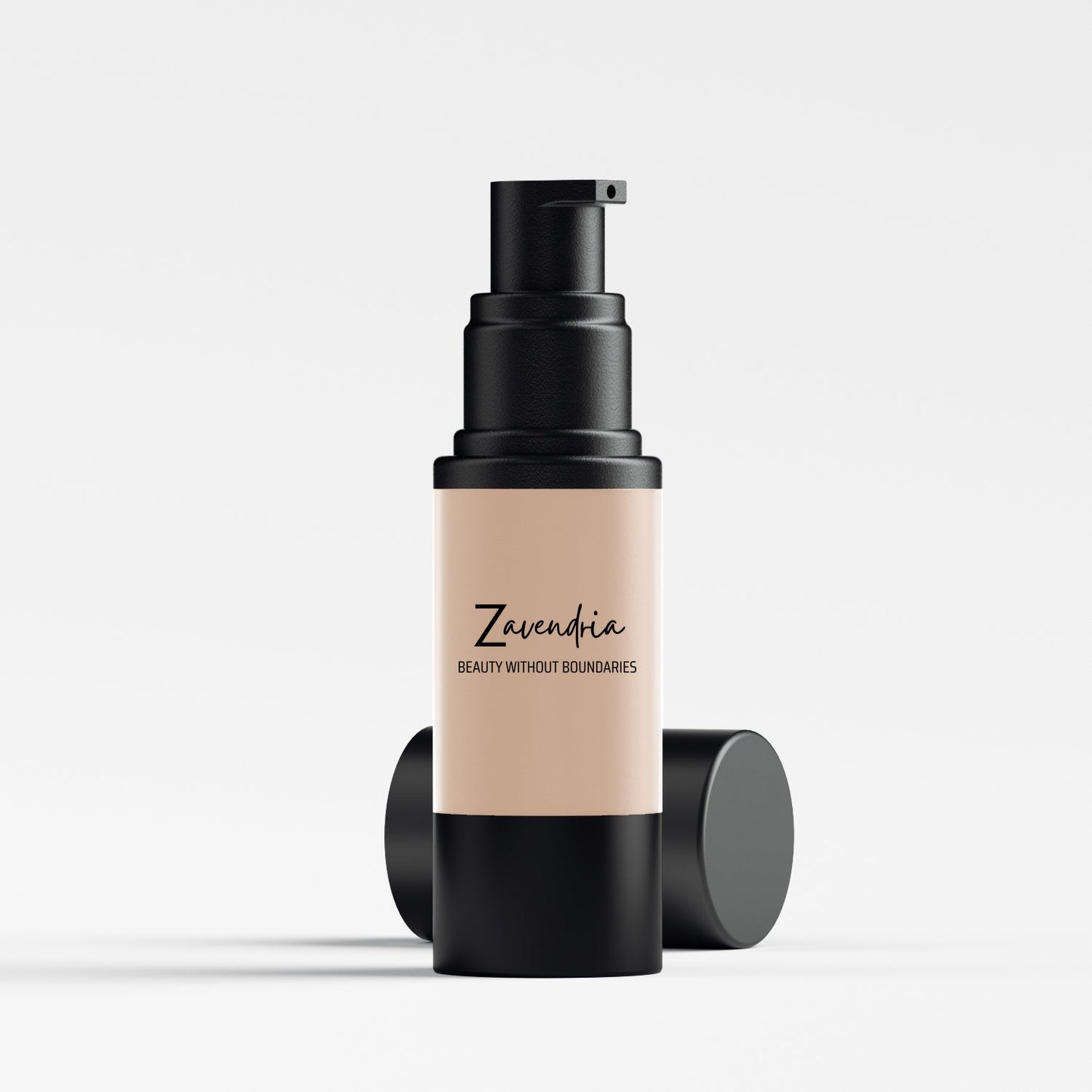Zavendria Light Tint Light-Weight BB Cream bottle with black cap and beige body on a light gray background