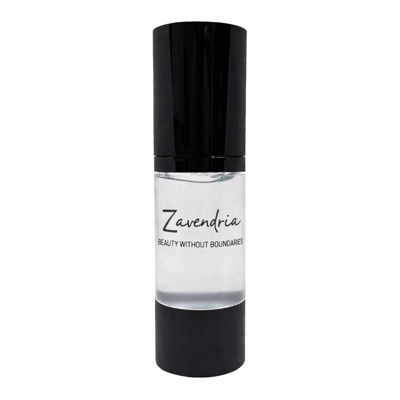HD Perfect Canvas Face Primer 30ml Skincare serum bottle with black cap and clear body on a white background, featuring the brand 'Zavendria'.