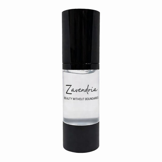 HD Perfect Canvas Face Primer 30ml Skincare serum bottle with black cap and clear body on a white background, featuring the brand 'Zavendria'.