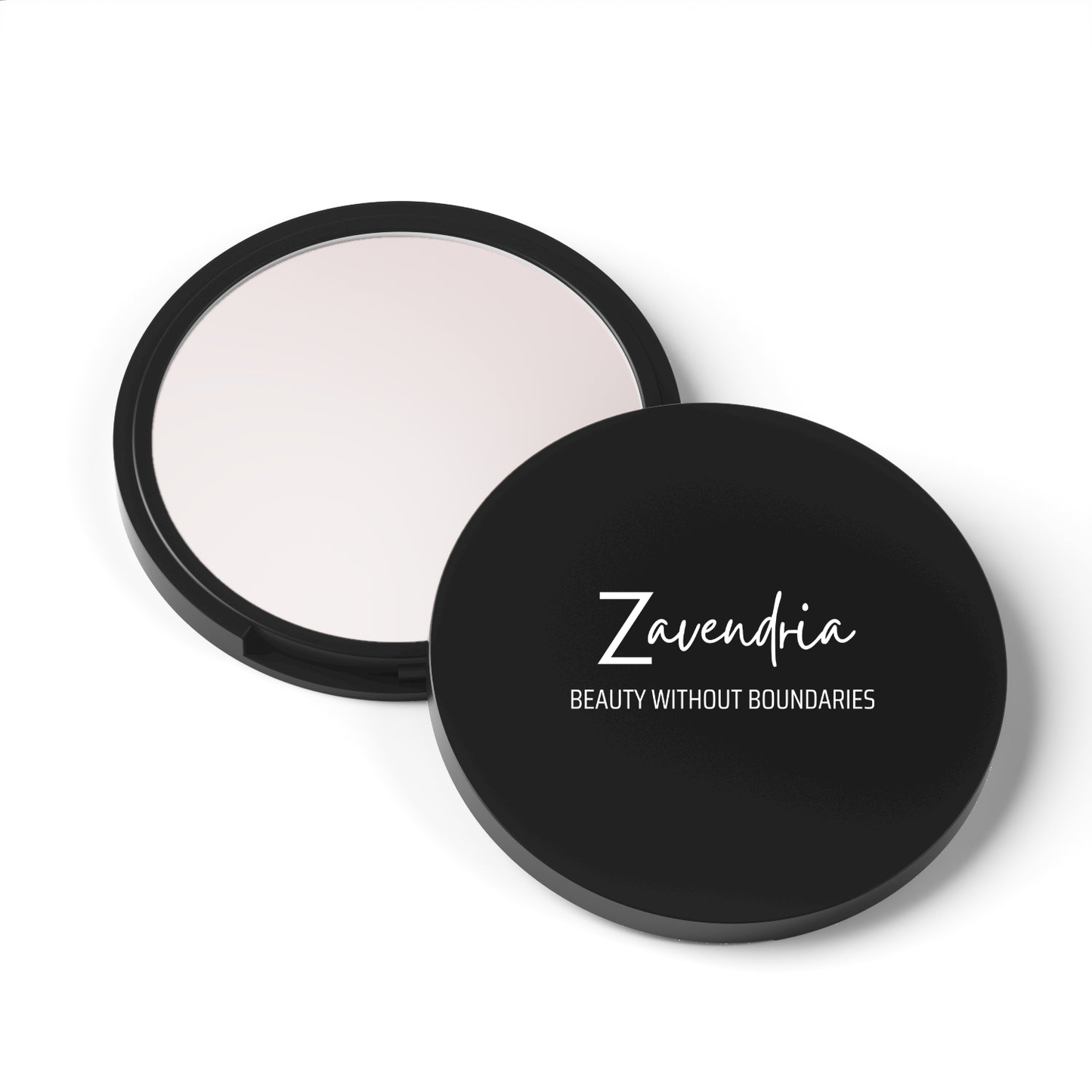 Zavendria Rusty Gold Glow highligter cream makeup compact with black lid and white powder on a white background