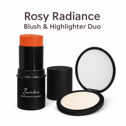 Rosy Radiance - Blush & Highlighter Duo - Blushing Blush Stick & Pearl Glow Highlighter Cream